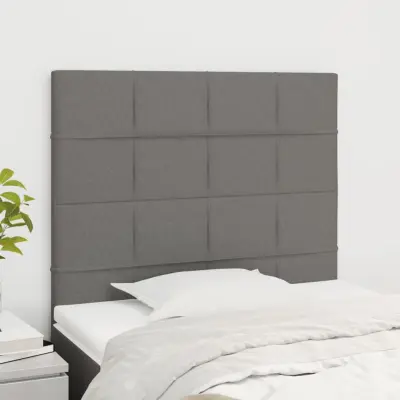 The Living Store Posteljno vzglavje 2 kosa temno sivo 100x5x78/88 cm blago - Vzglavje