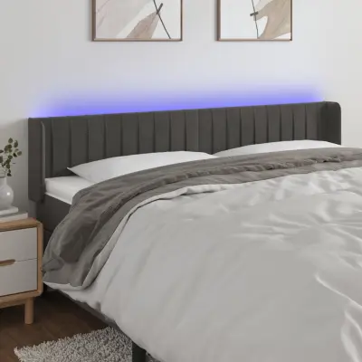 The Living Store LED posteljno vzglavje temno sivo 183x16x78/88 cm žamet - LED Vzglavje