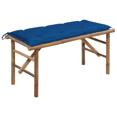 The Living Store Zložljiva vrtna klop z blazino 118 cm bambus - Vrtna Klop