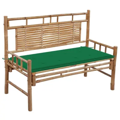 The Living Store Vrtna klop z blazino 120 cm bambus - Vrtna Klop