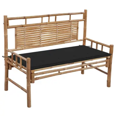 The Living Store Vrtna klop z blazino 120 cm bambus - Vrtna Klop