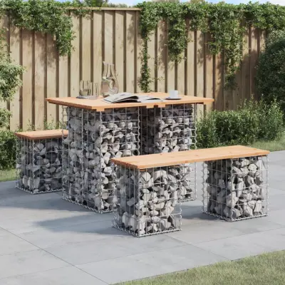 The Living Store Vrtna gabionska klop 100x70x72 cm trdna borovina - Vrtna Klop