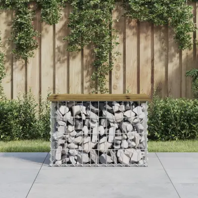 The Living Store Vrtna klop gabion 63x31,5x42 cm impregnirana borovina - Vrtna Klop