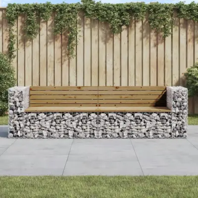 The Living Store Vrtna gabionska klop 244x71x65,5 cm impregnirana borovina - Vrtna Klop