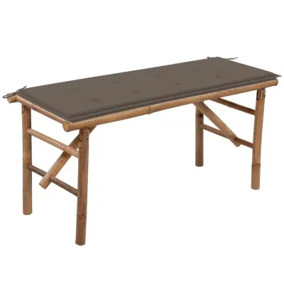 The Living Store Zložljiva vrtna klop z blazino 118 cm bambus - Vrtna Klop