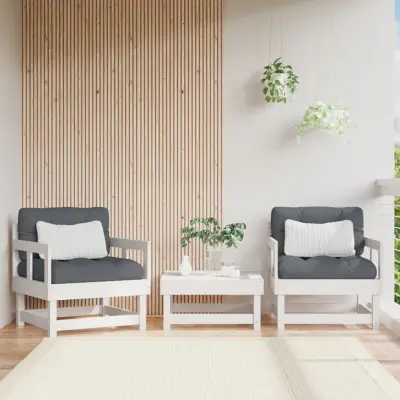 The Living Store Vrtni stoli z blazino 2 kosa bela trdna borovina - Vrtni Stol