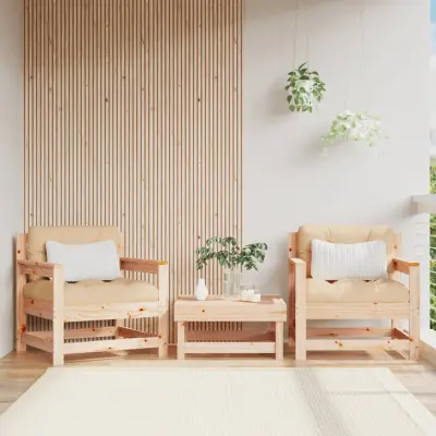 The Living Store Vrtni stoli z blazino 2 kosa trdna borovina - Vrtni Stol