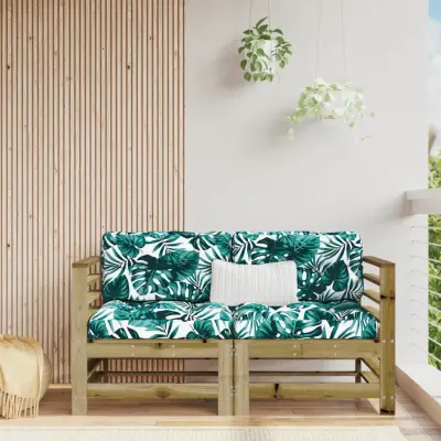 The Living Store Kotni kavč z blazinami 2 kosa impregniran borov les - Kotna Sedežna Garnitura