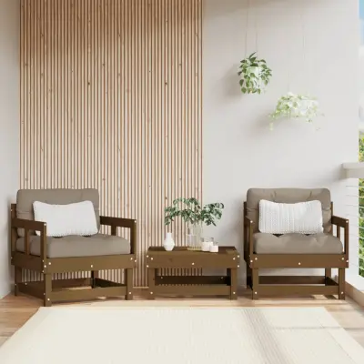 The Living Store Vrtni stol z blazinami 2 kosa medeno rjav trdna borovina - Vrtni Stol
