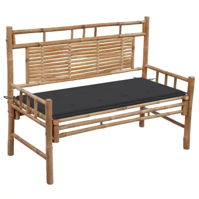 The Living Store Vrtna klop z blazino 120 cm bambus - Vrtna Klop