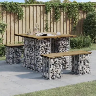 The Living Store Vrtna gabionska klop 100x102x72 cm impregnirana borovina - Vrtna Klop