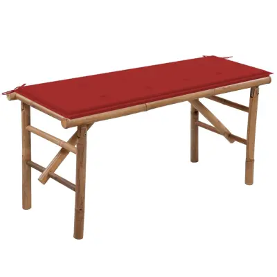 The Living Store Zložljiva vrtna klop z blazino 118 cm bambus - Vrtna Klop
