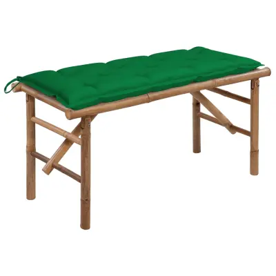 The Living Store Zložljiva vrtna klop z blazino 118 cm bambus - Vrtna Klop