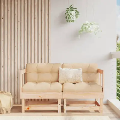 The Living Store Kotni kavč z blazinami 2 kosa trdna borovina - Kotna Sedežna Garnitura