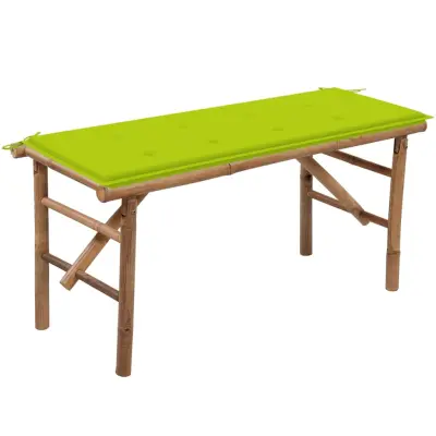 The Living Store Zložljiva vrtna klop z blazino 118 cm bambus - Vrtna Klop