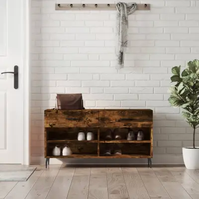 The Living Store Klop za čevlje dimljen hrast 102x35x55 cm inženirski les - Klop Za Čevlje