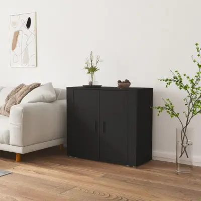The Living Store Komoda črna 80x33x70 cm inženirski les - Komoda