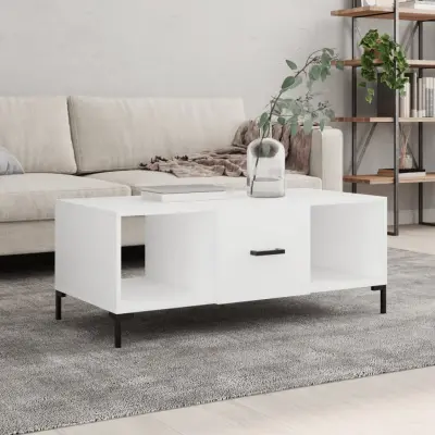 The Living Store Klubska mizica bela 102x50x40 cm inženirski les - Klubska Mizica