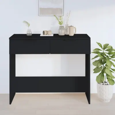 The Living Store Konzolna mizica črna 90x36x75 cm inženirski les - Konzolna Mizica