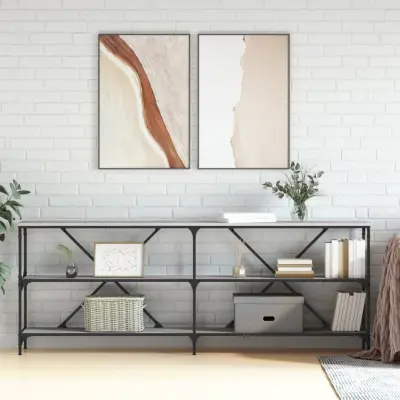 The Living Store Konzolna mizica siva sonoma 200x30x75cm inž. les in železo - Konzolna Mizica
