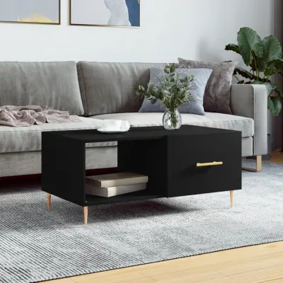 The Living Store Klubska mizica črna 90x50x40 inženirski les - Klubska Mizica