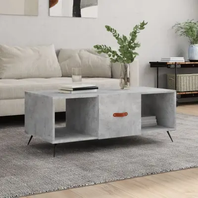 The Living Store Klubska mizica betonsko siva 102x50x40 cm inženirski les - Klubska Mizica