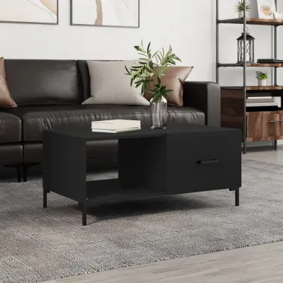 The Living Store Klubska mizica črna 90x50x40 inženirski les - Klubska Mizica