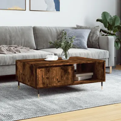 The Living Store Klubska mizica dimljeni hrast 90x60x35 cm inženirski les - Klubska Mizica