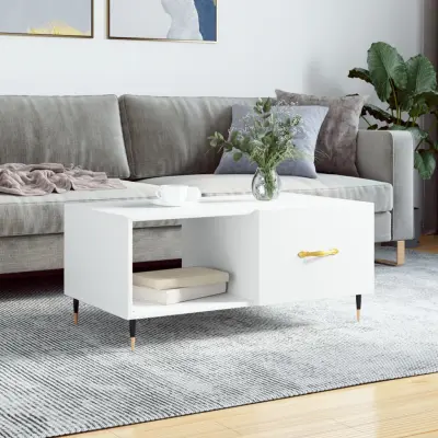 The Living Store Klubska mizica bela 90x50x40 inženirski les - Klubska Mizica