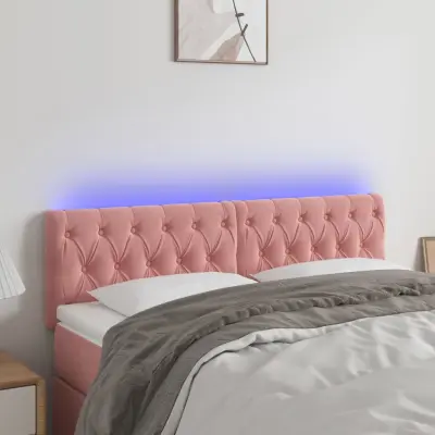 The Living Store LED posteljno vzglavje roza 144x7x78/88 cm žamet - LED Vzglavje