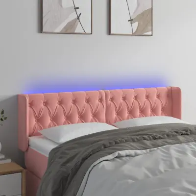 The Living Store LED posteljno vzglavje roza 147x16x78/88 cm žamet - LED Vzglavje