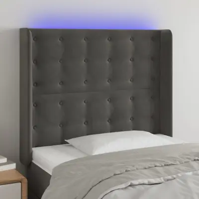 The Living Store LED posteljno vzglavje temno sivo 93x16x118/128 cm žamet - LED Vzglavje