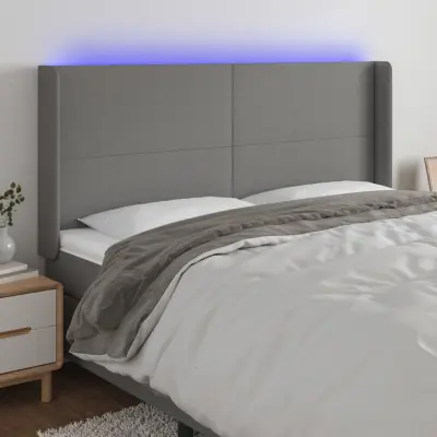 The Living Store LED posteljno vzglavje temno sivo 183x16x118/128 cm blago - LED Vzglavje
