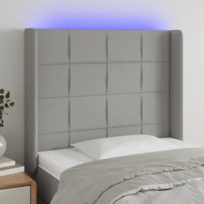 The Living Store LED posteljno vzglavje svetlo sivo 83x16x118/128 cm blago - LED Vzglavje