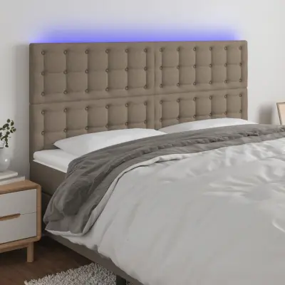 The Living Store LED posteljno vzglavje taupe 180x5x118/128 cm blago - LED Vzglavje