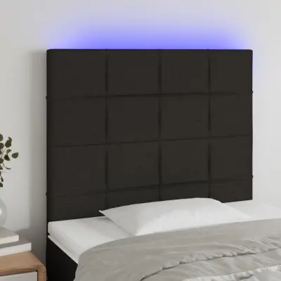 The Living Store LED posteljno vzglavje črno 90x5x118/128 cm blago - LED Vzglavje