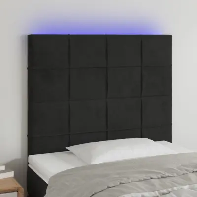 The Living Store LED posteljno vzglavje črno 90x5x118/128 cm žamet - LED Vzglavje