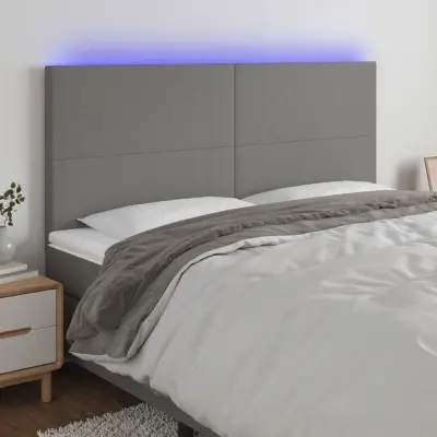 The Living Store LED posteljno vzglavje temno sivo 180x5x118/128 cm blago - LED Vzglavje