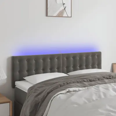 The Living Store LED posteljno vzglavje temno sivo 144x5x78/88 cm žamet - LED Vzglavje