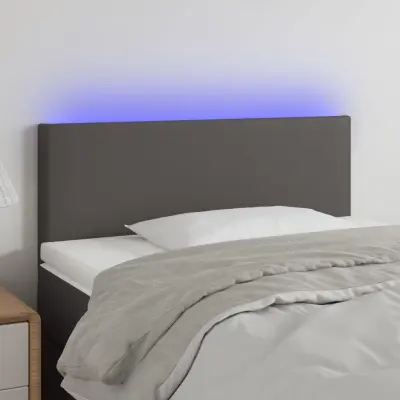 The Living Store LED posteljno vzglavje sivo 90x5x78/88 cm umetno usnje - LED Vzglavje