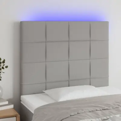 The Living Store LED posteljno vzglavje svetlo sivo 80x5x118/128 cm blago - LED Vzglavje