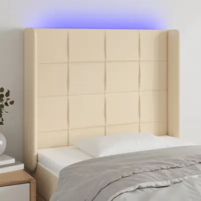 The Living Store LED posteljno vzglavje krem 103x16x118/128 cm blago - LED Vzglavje