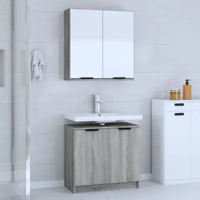 The Living Store Kopalniško pohištvo 2 kosa siva sonoma inženirski les - Komplet Kopalniškega Pohištva