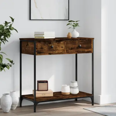 The Living Store Konzolna mizica dimljen hrast 75x34,5x75 cm inženirski les - Konzolna Mizica