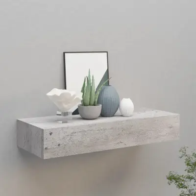 The Living Store Stenska polica s predalom betonsko siva 60x23,5x10 cm mediapan - Polica S Predali