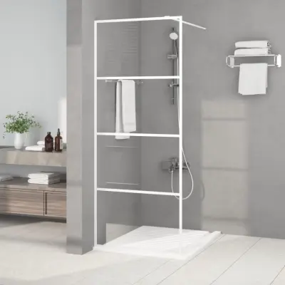 The Living Store Pregrada za tuš bela 80x195 cm prozorno ESG steklo - Tuš Stena