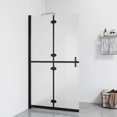 The Living Store Zložljiva pregrada za tuš mlečno ESG steklo 100x190 cm - Stena Za Tuš