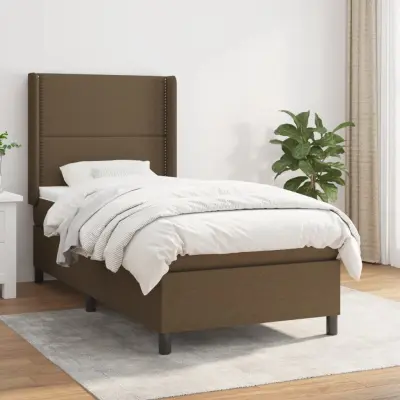 The Living Store Box spring postelja z vzmetnico temno rjava 80x200 cm blago - Box Spring Postelja
