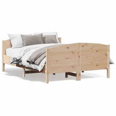 The Living Store Posteljni okvir brez vzmetnice 120x200 cm trdna borovina - Posteljni Okvir