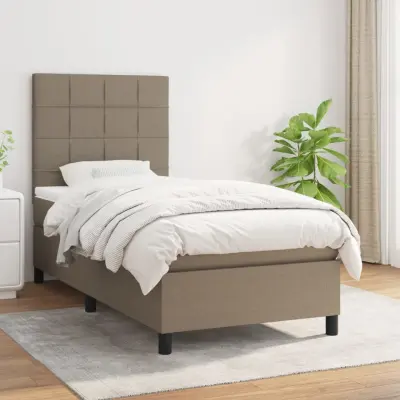 The Living Store Box spring postelja z vzmetnico taupe 90x190 cm blago - Box Spring Postelja